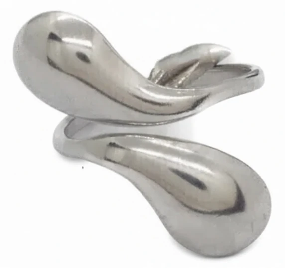 Anillo de acero quirurgico gotas cruzadas